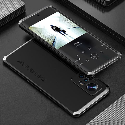 Coque Luxe Aluminum Metal Housse Etui 360 Degres pour Xiaomi Mi 12 5G Argent et Noir