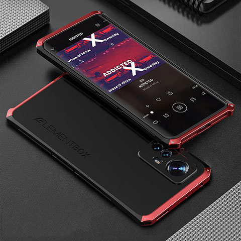 Coque Luxe Aluminum Metal Housse Etui 360 Degres pour Xiaomi Mi 12X 5G Rouge et Noir