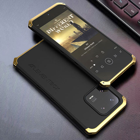 Coque Luxe Aluminum Metal Housse Etui 360 Degres pour Xiaomi Mi 13 5G Or et Noir