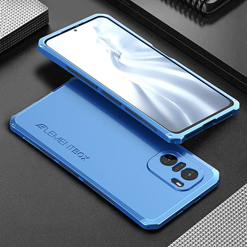 Coque Luxe Aluminum Metal Housse Etui 360 Degres pour Xiaomi Poco F3 5G Bleu