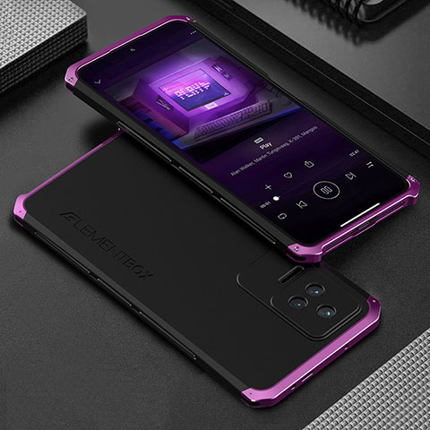 Coque Luxe Aluminum Metal Housse Etui 360 Degres pour Xiaomi Poco F4 5G Violet