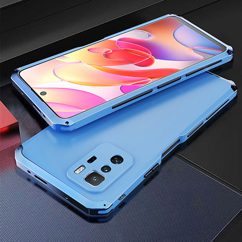 Coque Luxe Aluminum Metal Housse Etui 360 Degres pour Xiaomi Poco X3 GT 5G Bleu