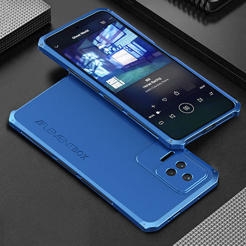 Coque Luxe Aluminum Metal Housse Etui 360 Degres pour Xiaomi Redmi K40S 5G Bleu