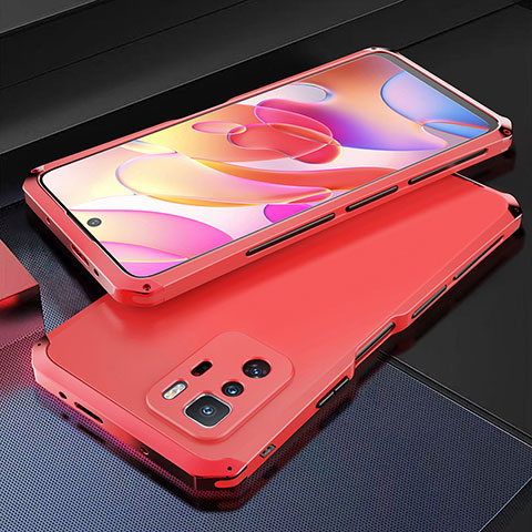 Coque Luxe Aluminum Metal Housse Etui 360 Degres pour Xiaomi Redmi Note 10 Pro 5G Rouge