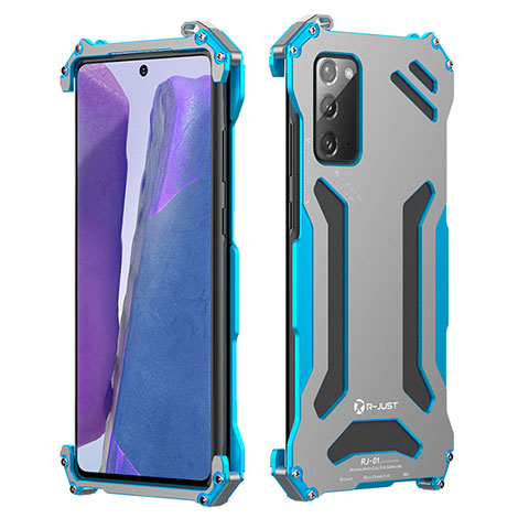 Coque Luxe Aluminum Metal Housse Etui 360 Degres RJ1 pour Samsung Galaxy Note 20 5G Bleu