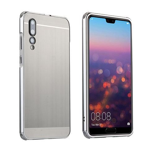 Coque Luxe Aluminum Metal Housse Etui A01 pour Huawei P20 Pro Argent