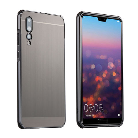 Coque Luxe Aluminum Metal Housse Etui A01 pour Huawei P20 Pro Gris