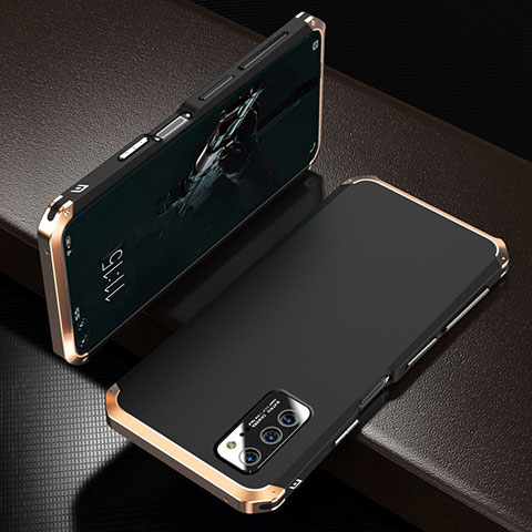 Coque Luxe Aluminum Metal Housse Etui M01 pour Huawei Honor V30 Pro 5G Or et Noir