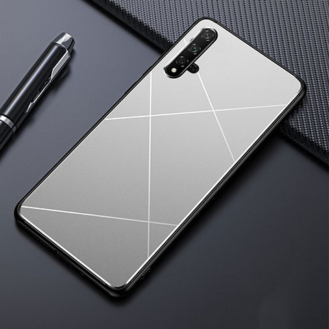 Coque Luxe Aluminum Metal Housse Etui M01 pour Huawei Nova 5 Pro Argent