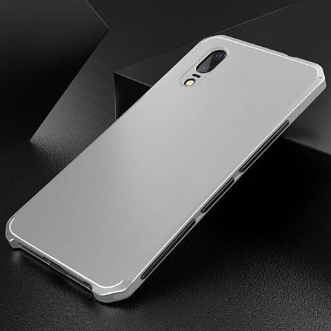 Coque Luxe Aluminum Metal Housse Etui M01 pour Huawei P20 Argent