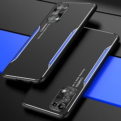 Coque Luxe Aluminum Metal Housse Etui M01 pour Oppo Reno5 Pro 5G Bleu