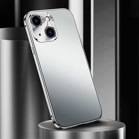 Coque Luxe Aluminum Metal Housse Etui M02 pour Apple iPhone 15 Plus Argent