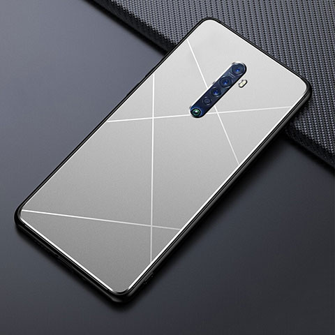 Coque Luxe Aluminum Metal Housse Etui M02 pour Oppo Reno2 Argent