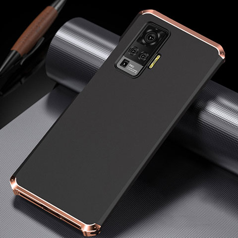 Coque Luxe Aluminum Metal Housse Etui M02 pour Vivo X50 Pro 5G Or et Noir