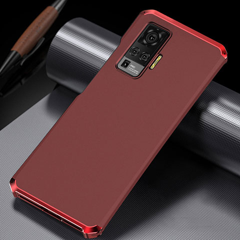 Coque Luxe Aluminum Metal Housse Etui M02 pour Vivo X50 Pro 5G Rouge