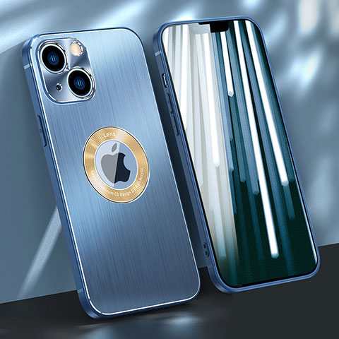 Coque Luxe Aluminum Metal Housse Etui M08 pour Apple iPhone 14 Bleu