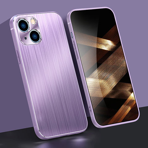 Coque Luxe Aluminum Metal Housse Etui M09 pour Apple iPhone 15 Plus Violet