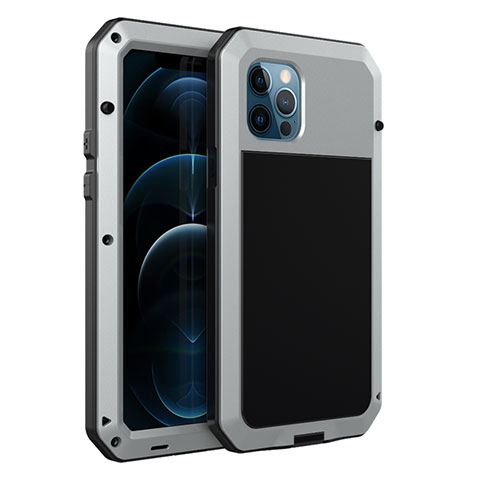 Coque Luxe Aluminum Metal Housse Etui N01 pour Apple iPhone 12 Pro Argent