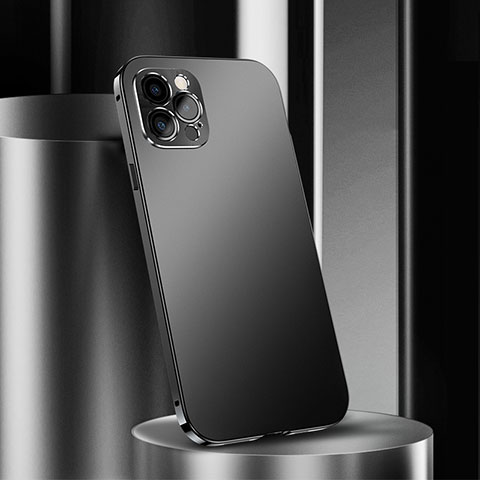 Coque Luxe Aluminum Metal Housse Etui N02 pour Apple iPhone 12 Pro Max Noir