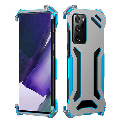 Coque Luxe Aluminum Metal Housse Etui N02 pour Samsung Galaxy Note 20 Ultra 5G Bleu Ciel