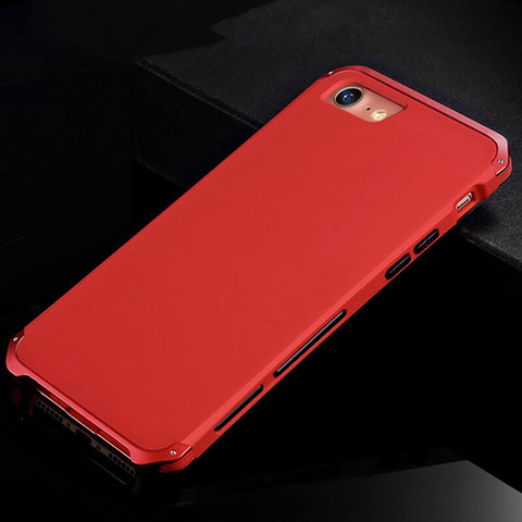 Coque Luxe Aluminum Metal Housse Etui pour Apple iPhone 8 Rouge