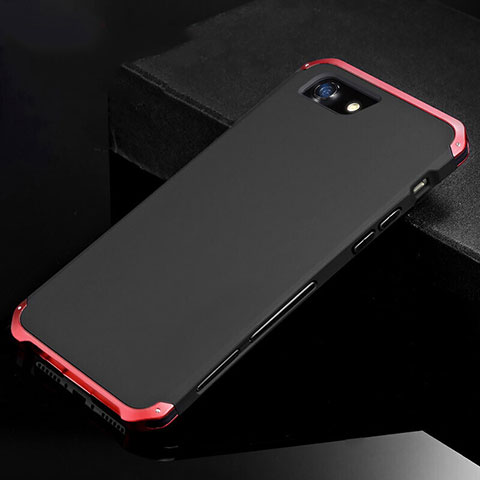 Coque Luxe Aluminum Metal Housse Etui pour Apple iPhone 8 Rouge et Noir