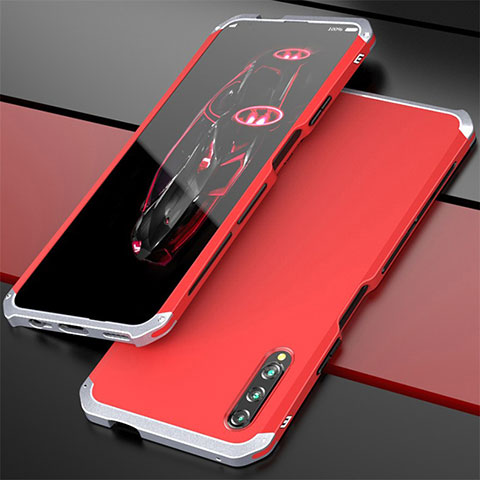 Coque Luxe Aluminum Metal Housse Etui pour Huawei Honor 9X Pro Argent et Rouge