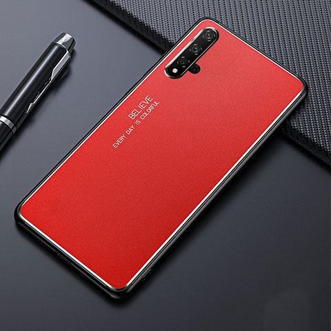 Coque Luxe Aluminum Metal Housse Etui pour Huawei Nova 5 Pro Rouge