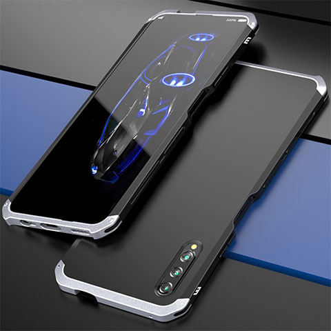 Coque Luxe Aluminum Metal Housse Etui pour Huawei Y9s Argent et Noir