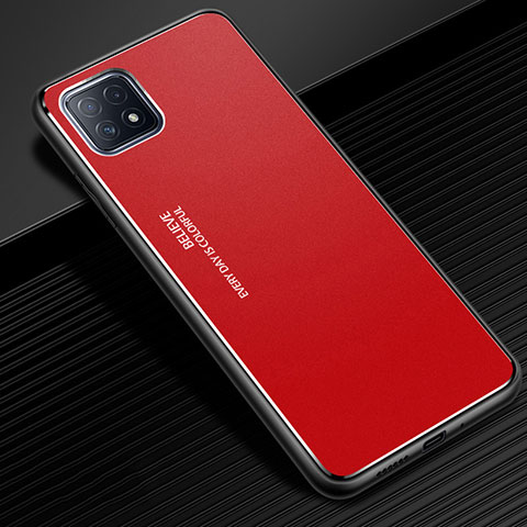Coque Luxe Aluminum Metal Housse Etui pour Oppo A72 5G Rouge