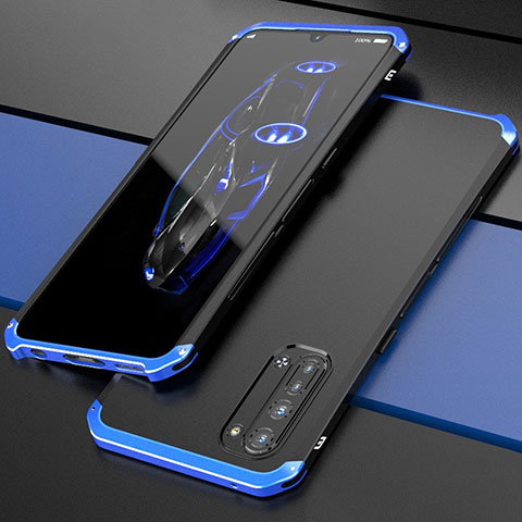 Coque Luxe Aluminum Metal Housse Etui pour Oppo K7 5G Bleu et Noir