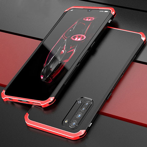 Coque Luxe Aluminum Metal Housse Etui pour Oppo K7 5G Rouge et Noir