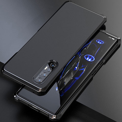 Coque Luxe Aluminum Metal Housse Etui pour Oppo Reno3 Pro Noir