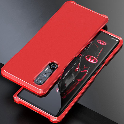 Coque Luxe Aluminum Metal Housse Etui pour Oppo Reno3 Pro Rouge