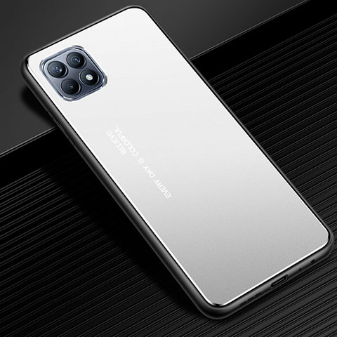 Coque Luxe Aluminum Metal Housse Etui pour Oppo Reno4 SE 5G Argent