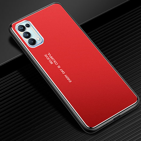 Coque Luxe Aluminum Metal Housse Etui pour Oppo Reno5 5G Rouge