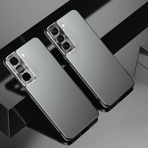 Coque Luxe Aluminum Metal Housse Etui pour Samsung Galaxy S21 FE 5G Gris