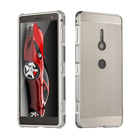 Coque Luxe Aluminum Metal Housse Etui pour Sony Xperia XZ2 Argent