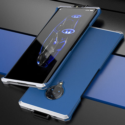 Coque Luxe Aluminum Metal Housse Etui pour Vivo Nex 3 Argent et Bleu