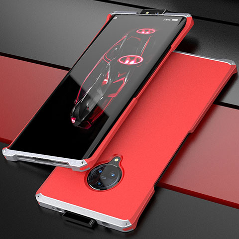 Coque Luxe Aluminum Metal Housse Etui pour Vivo Nex 3S Argent et Rouge