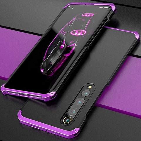 Coque Luxe Aluminum Metal Housse Etui pour Xiaomi Mi 10 Violet et Noir