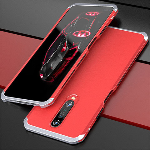 Coque Luxe Aluminum Metal Housse Etui pour Xiaomi Poco X2 Argent et Rouge