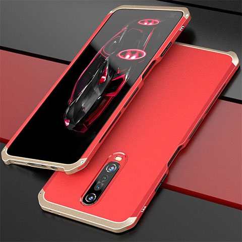 Coque Luxe Aluminum Metal Housse Etui pour Xiaomi Poco X2 Or et Rouge