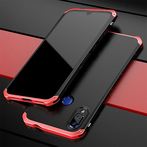 Coque Luxe Aluminum Metal Housse Etui pour Xiaomi Redmi Note 7 Pro Rouge et Noir