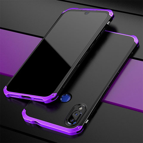 Coque Luxe Aluminum Metal Housse Etui pour Xiaomi Redmi Note 7 Pro Violet