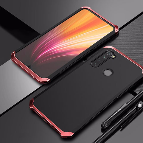 Coque Luxe Aluminum Metal Housse Etui pour Xiaomi Redmi Note 8 (2021) Rouge et Noir