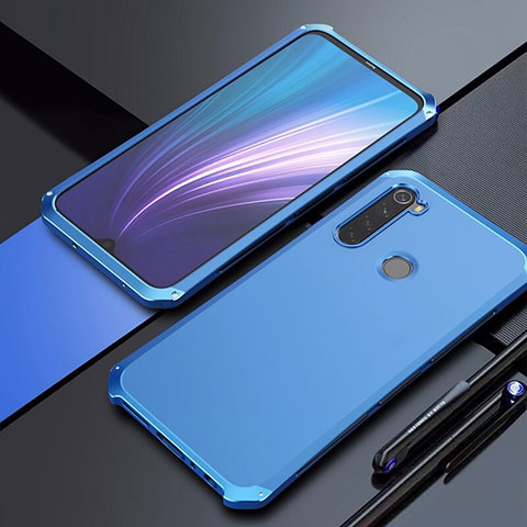 Coque Luxe Aluminum Metal Housse Etui pour Xiaomi Redmi Note 8T Bleu