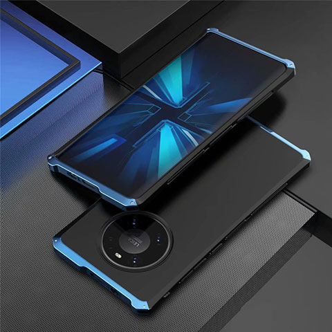 Coque Luxe Aluminum Metal Housse Etui T01 pour Huawei Mate 40E Pro 5G Bleu et Noir