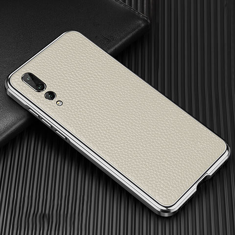 Coque Luxe Aluminum Metal Housse Etui T01 pour Huawei P20 Pro Blanc