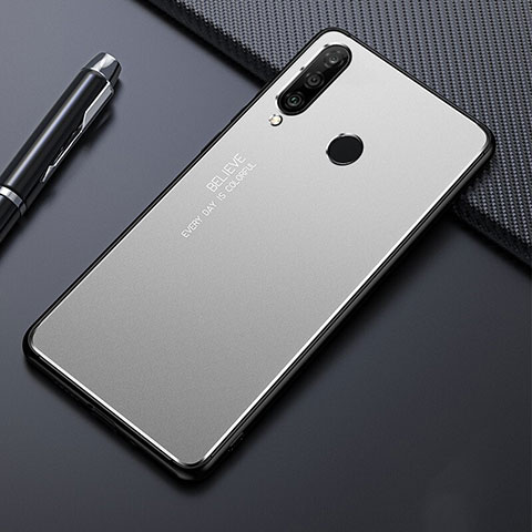 Coque Luxe Aluminum Metal Housse Etui T01 pour Huawei P30 Lite XL Argent